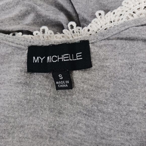 My Michelle Patriotic Flag Tank Top Women's S Crop Top Lace Trim - Picture 5 of 6